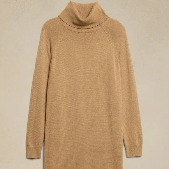 Banana Republic Camel Turtle-Neck Sweater Dress/NWT/S - Picture 4 of 15